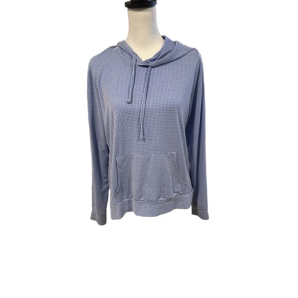 Weatherproof Blue and White checkered Hooded Pull Over Medium - Picture 1 of 3